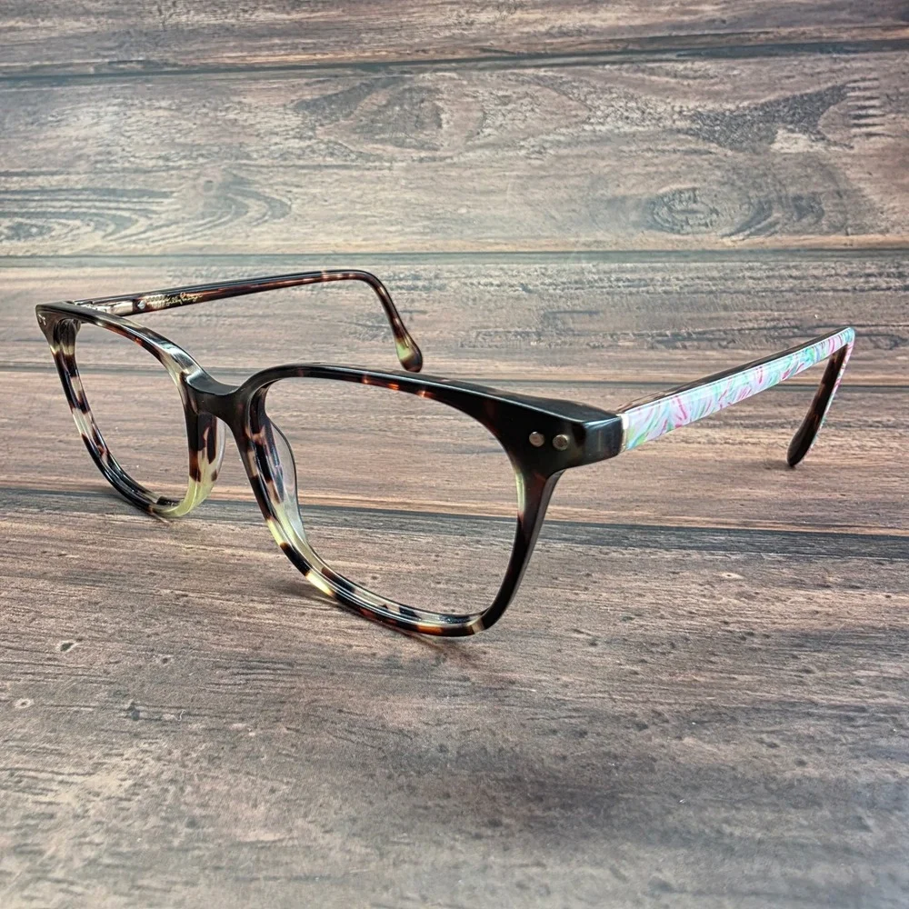 Lilly Pulitzer Alexa TO Tortoise Shell Square Eyeglasses Frames 50-16-135 Womens